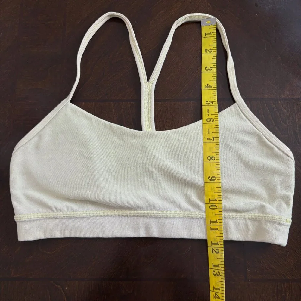 Lululemon Flow Y Sports Bra Size 8 Sheer Lemon Yoga Gym Activewear